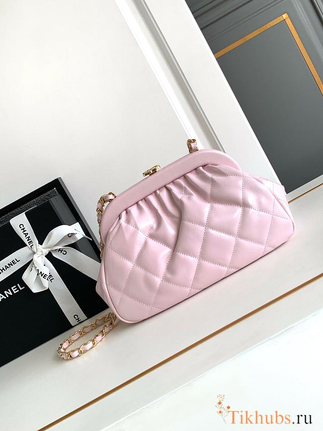 Chanel Clutch Lambskin Gold Light Pink 24x16x8cm - 1