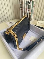 Chanel Leboy Bag Caviar Chevron Navy Blue Gold 25cm - 4