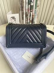 Chanel Leboy Bag Caviar Chevron Navy Blue Silver 25cm - 4