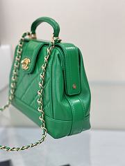 Chanel Small Bag With Handle Lambskin Green 23.5x16x8cm - 6