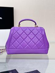 Chanel Small Bag With Handle Lambskin Purple 23.5x16x8cm - 2