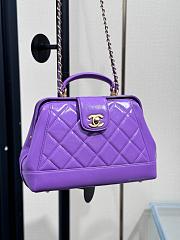 Chanel Small Bag With Handle Lambskin Purple 23.5x16x8cm - 3