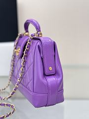 Chanel Small Bag With Handle Lambskin Purple 23.5x16x8cm - 4