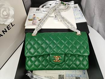 Chanel Flap Bag Green Lambskin Gold 25cm