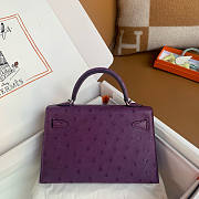 Hermes Mini Kelly Purple Silver Ostrich 19cm - 6