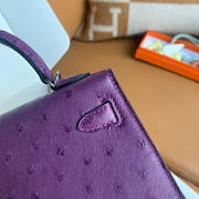 Hermes Mini Kelly Purple Silver Ostrich 19cm - 5