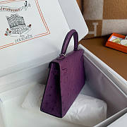 Hermes Mini Kelly Purple Silver Ostrich 19cm - 2