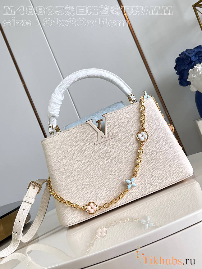 Louis Vuitton LV Capucines MM White Blue 31x20x11cm - 1