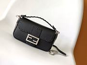 Fendi Baguette Camellia Selleria Bag Black 20x5x13cm - 1