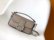 Fendi Baguette Camellia Selleria Bag Dove Grey 20x5x13cm - 1