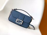 Fendi Baguette Camellia Selleria Bag Blue 20x5x13cm - 1