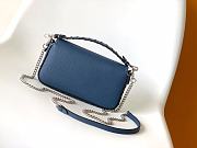 Fendi Baguette Camellia Selleria Bag Blue 20x5x13cm - 6