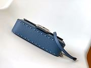 Fendi Baguette Camellia Selleria Bag Blue 20x5x13cm - 5