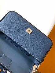 Fendi Baguette Camellia Selleria Bag Blue 20x5x13cm - 4