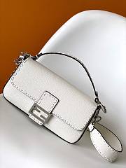 Fendi Baguette Camellia Selleria Bag White Silver 27x15x6cm - 1