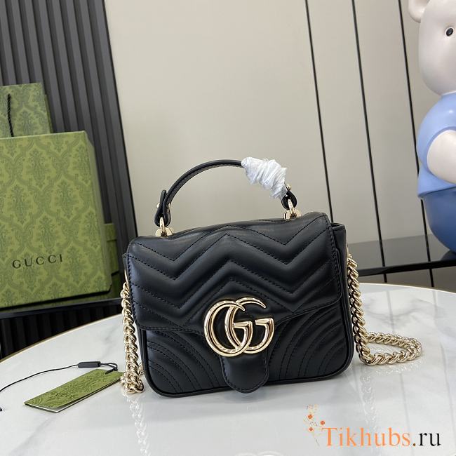 Gucci GG Marmont Mini Top Handle Bag Black 17x13x6cm - 1