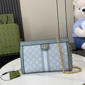 Gucci Ophidia GG Small Shoulder Bag Dusty Blue 26x17.5x8cm