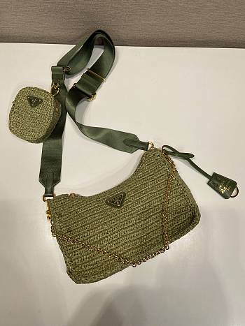 Prada Re-Edition 2005 Crochet Bag Olive Green 22x18x6cm