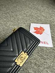 Chanel Leboy Bag Black Chevron Caviar Gold 25cm - 3