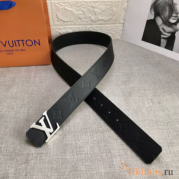 Louis Vuitton LV Black Silver Belt 4cm - 1