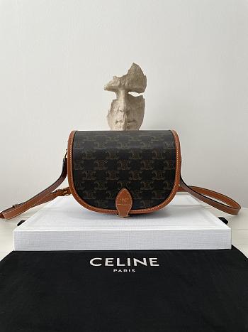 Celine Medium Folco Bag Triomphe Canvas Calfskin 18.5x17x7cm