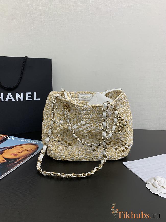 Chanel Small Tote Raffia Gold Beige White 24.5 x 32 x 10 cm - 1