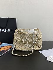 Chanel Small Tote Raffia Gold Beige White 24.5 x 32 x 10 cm - 1