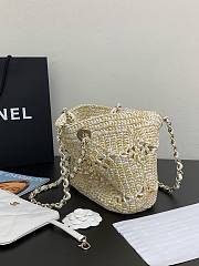 Chanel Small Tote Raffia Gold Beige White 24.5 x 32 x 10 cm - 3