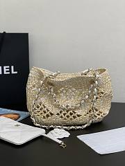 Chanel Small Tote Raffia Gold Beige White 24.5 x 32 x 10 cm - 5