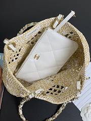 Chanel Small Tote Raffia Gold Beige White 24.5 x 32 x 10 cm - 4