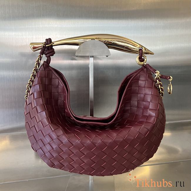 Bottega Veneta Sardine Top Handle Bag Wine 33x20x4cm - 1