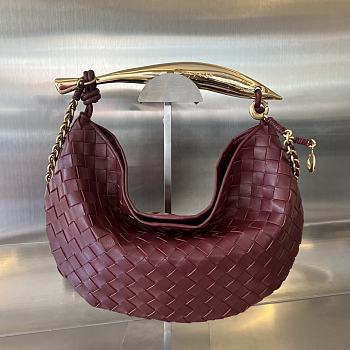 Bottega Veneta Sardine Top Handle Bag Wine 33x20x4cm