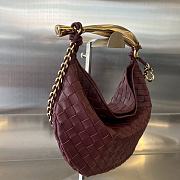 Bottega Veneta Sardine Top Handle Bag Wine 33x20x4cm - 4