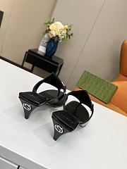 Gucci Black Horsebit Leather Thong Sandal Heel 5.5cm - 5