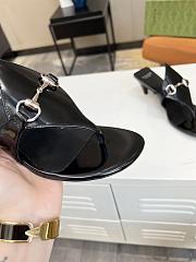 Gucci Black Horsebit Leather Thong Sandal Heel 5.5cm - 4