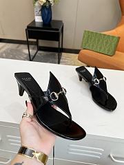 Gucci Black Horsebit Leather Thong Sandal Heel 5.5cm - 3