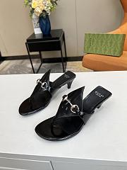 Gucci Black Horsebit Leather Thong Sandal Heel 5.5cm - 2