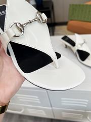 Gucci White Horsebit Leather Thong Sandal Heel 5.5cm - 5