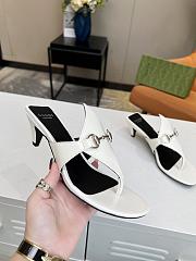 Gucci White Horsebit Leather Thong Sandal Heel 5.5cm - 4