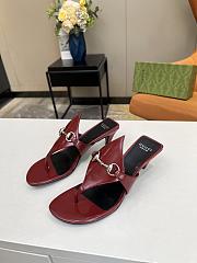 Gucci Red Horsebit Leather Thong Sandal Heel 5.5cm - 4