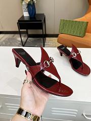 Gucci Red Horsebit Leather Thong Sandal Heel 5.5cm - 2