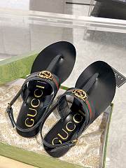 Gucci Black Interlocking G Web Sandal - 4