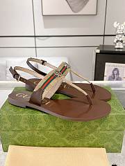 Gucci Brown Interlocking G Web Sandal - 4