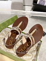 Gucci Brown Interlocking G Web Sandal - 2