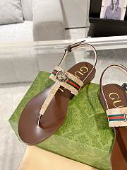 Gucci Brown Interlocking G Web Sandal - 3