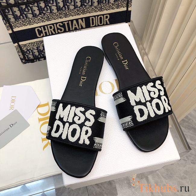 Dior Dway Slide Black White Cotton - 1