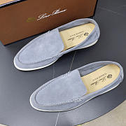 Loro Piana Suede Loafers Grey Blue - 4