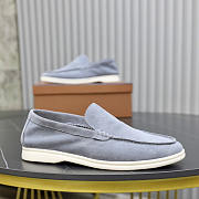 Loro Piana Suede Loafers Grey Blue - 3