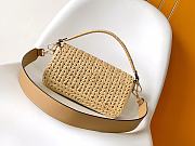 Fendi Baguette Sand Leather Interlaced Fiber Bag 27x15x6cm - 3