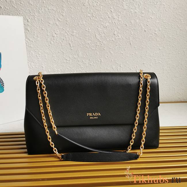 Prada Soft Black Leather Shoulder Bag 35x18x10.5cm - 1